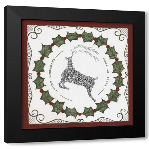 Winter Wonderland Wreath Black Modern Wood Framed Art Print with Double Matting by Shamp, Cindy