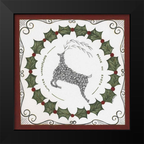 Winter Wonderland Wreath Black Modern Wood Framed Art Print by Shamp, Cindy