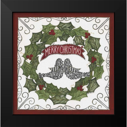 Merry Christmas Wreath Black Modern Wood Framed Art Print by Shamp, Cindy