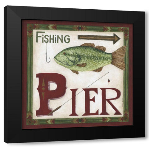Fishing Pier Black Modern Wood Framed Art Print with Double Matting by Shamp, Cindy
