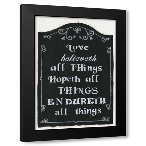 Love Believeth Black Modern Wood Framed Art Print by Shamp, Cindy
