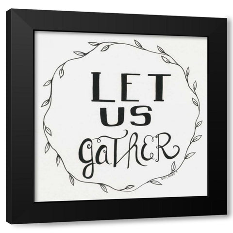 Let Us Gather Wreath Black Modern Wood Framed Art Print by Shamp, Cindy