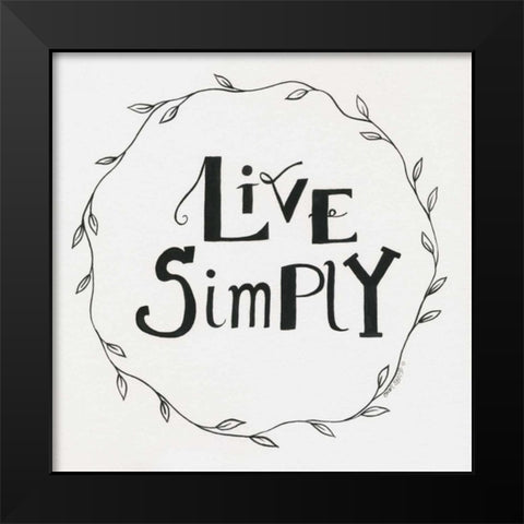 Live Simply Wreath Black Modern Wood Framed Art Print by Shamp, Cindy