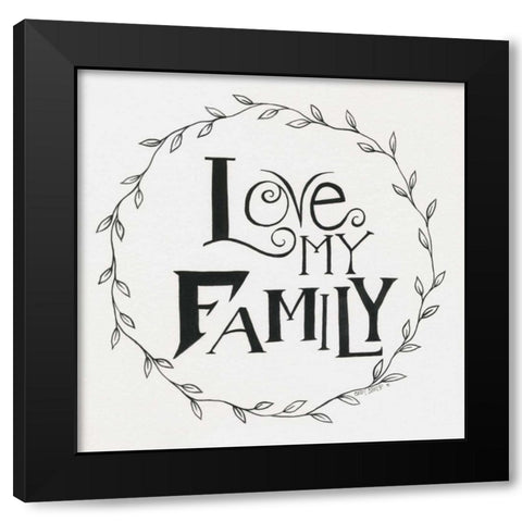 Love My Family Wreath Black Modern Wood Framed Art Print with Double Matting by Shamp, Cindy