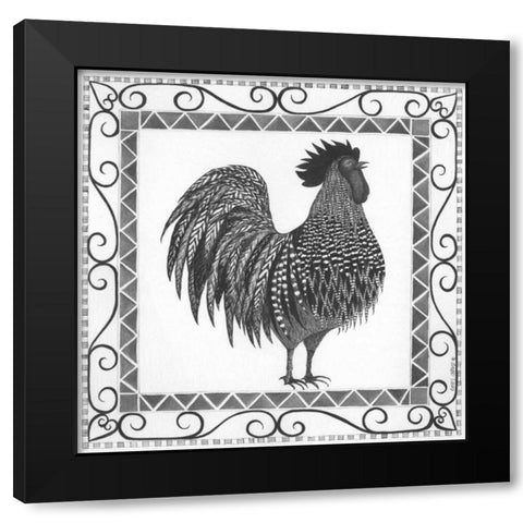 BandW Rooster Black Modern Wood Framed Art Print with Double Matting by Shamp, Cindy