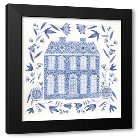 Country Blue House I Black Modern Wood Framed Art Print by Shamp, Cindy