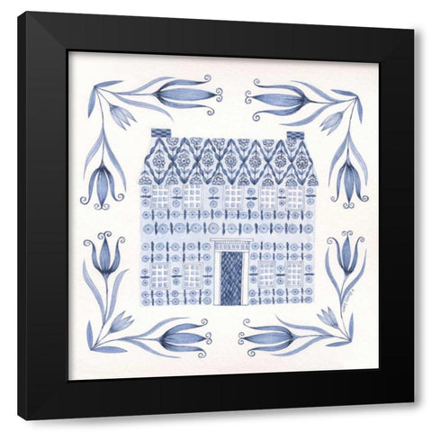 Country Blue House II Black Modern Wood Framed Art Print by Shamp, Cindy