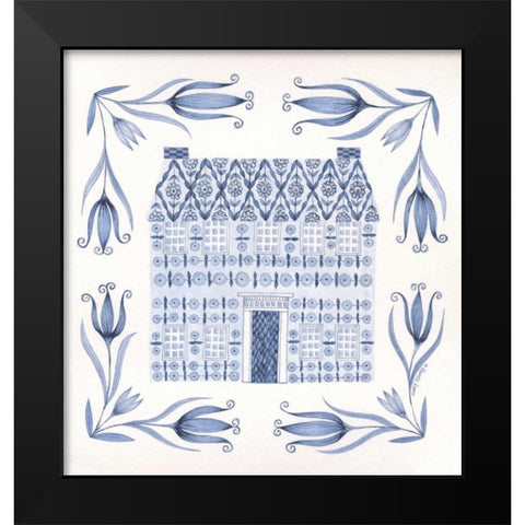 Country Blue House II Black Modern Wood Framed Art Print by Shamp, Cindy