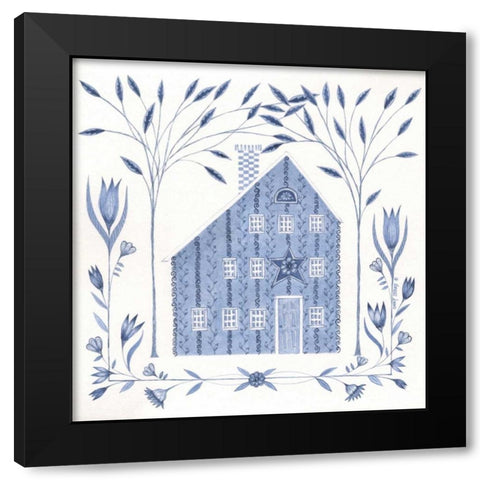 Country Blue House III Black Modern Wood Framed Art Print by Shamp, Cindy
