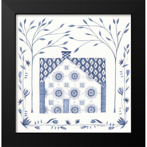 Country Blue House IV Black Modern Wood Framed Art Print by Shamp, Cindy
