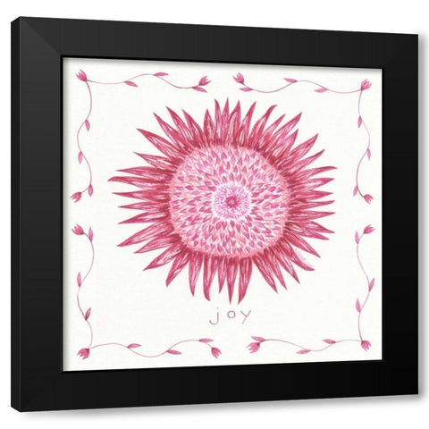 Joy Flower Black Modern Wood Framed Art Print by Shamp, Cindy