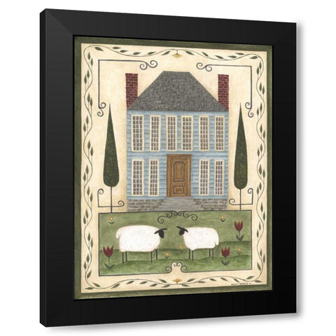 Blue House Black Modern Wood Framed Art Print by Shamp, Cindy