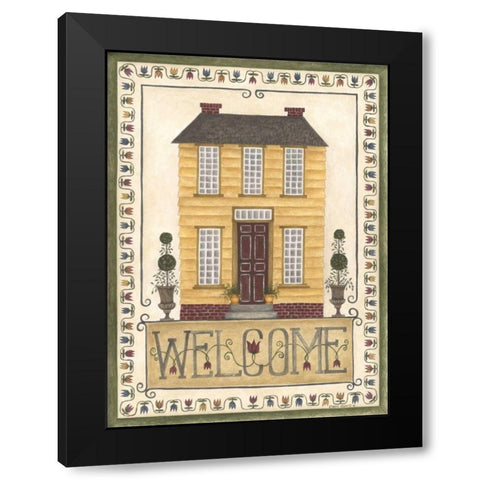 Yellow House Welcome Black Modern Wood Framed Art Print by Shamp, Cindy