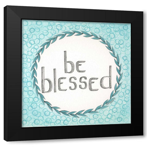 Be Blessed Swirls Black Modern Wood Framed Art Print with Double Matting by Shamp, Cindy