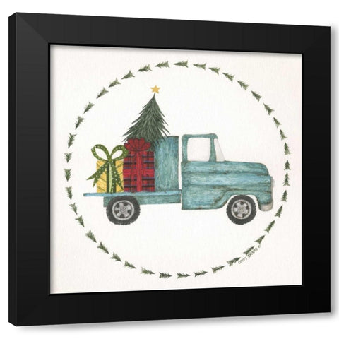 Happy Holidays Black Modern Wood Framed Art Print by Shamp, Cindy