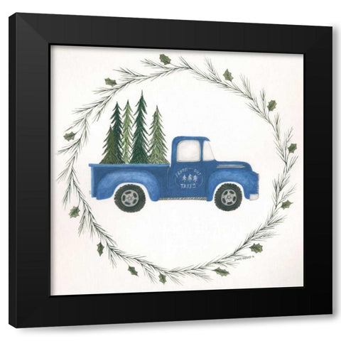Old Blue Truck Black Modern Wood Framed Art Print with Double Matting by Shamp, Cindy