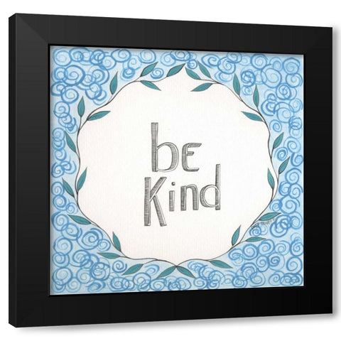 Be Kind Swirls Black Modern Wood Framed Art Print by Shamp, Cindy