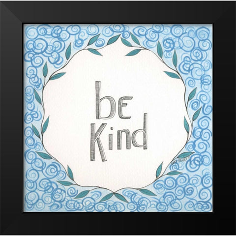 Be Kind Swirls Black Modern Wood Framed Art Print by Shamp, Cindy