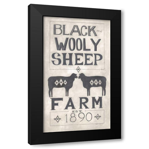 Black Wooly Sheep Black Modern Wood Framed Art Print with Double Matting by Shamp, Cindy