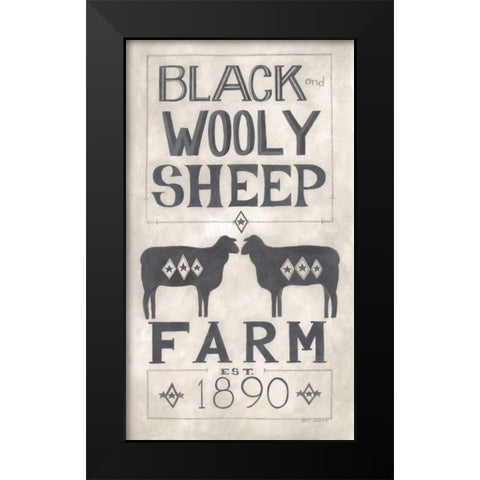 Black Wooly Sheep Black Modern Wood Framed Art Print by Shamp, Cindy