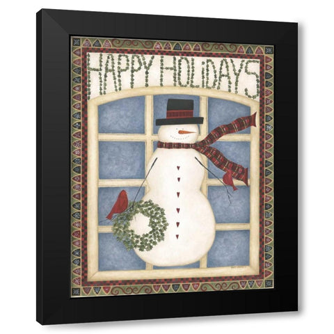 Happy Holidays Black Modern Wood Framed Art Print by Shamp, Cindy