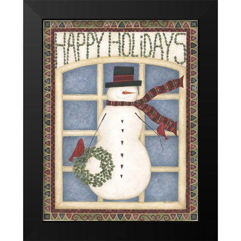 Happy Holidays Black Modern Wood Framed Art Print by Shamp, Cindy