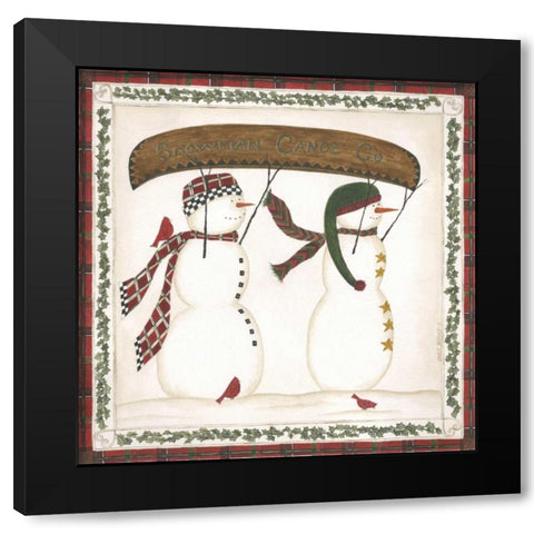 Canoe Snowman Black Modern Wood Framed Art Print with Double Matting by Shamp, Cindy