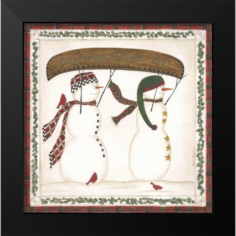 Canoe Snowman Black Modern Wood Framed Art Print by Shamp, Cindy