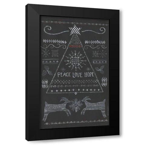Peace, Love, Hope Tree Black Modern Wood Framed Art Print with Double Matting by Shamp, Cindy