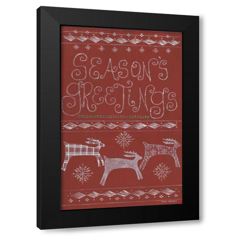 Seasons Greetings Black Modern Wood Framed Art Print with Double Matting by Shamp, Cindy
