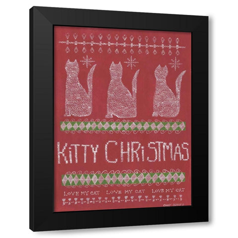 Kitty Christmas Black Modern Wood Framed Art Print with Double Matting by Shamp, Cindy