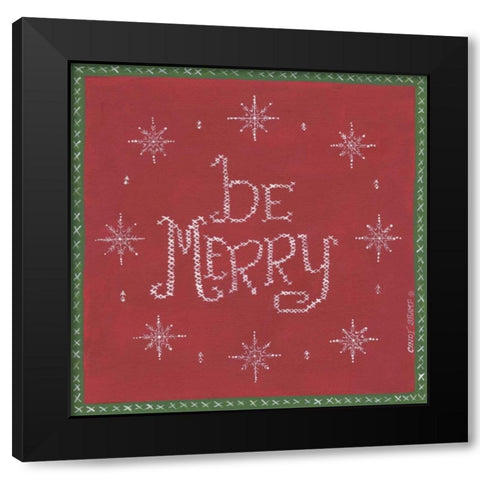 Be Merry Black Modern Wood Framed Art Print with Double Matting by Shamp, Cindy