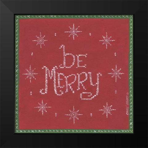 Be Merry Black Modern Wood Framed Art Print by Shamp, Cindy