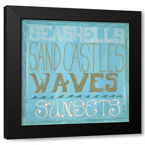 Seashells and Sand Castles Black Modern Wood Framed Art Print by Shamp, Cindy