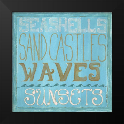 Seashells and Sand Castles Black Modern Wood Framed Art Print by Shamp, Cindy