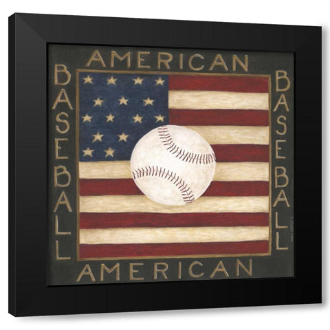 American Baseball Black Modern Wood Framed Art Print by Shamp, Cindy