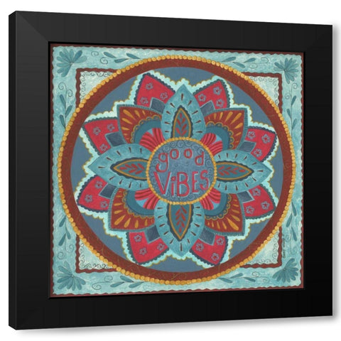 Good Vibes Black Modern Wood Framed Art Print by Shamp, Cindy