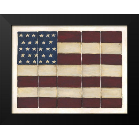 Tiled Flag Black Modern Wood Framed Art Print by Shamp, Cindy