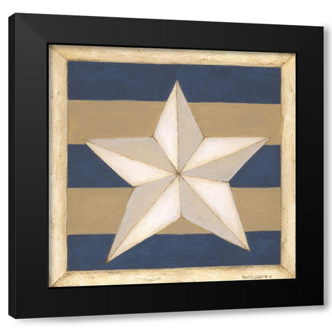 White Star, Blue Stripes Black Modern Wood Framed Art Print by Shamp, Cindy