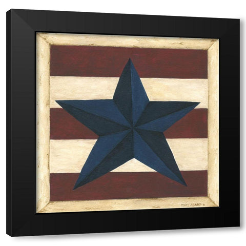 Blue Star, Red Stripes Black Modern Wood Framed Art Print with Double Matting by Shamp, Cindy