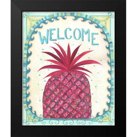 Welcome Pineapple Black Modern Wood Framed Art Print by Shamp, Cindy