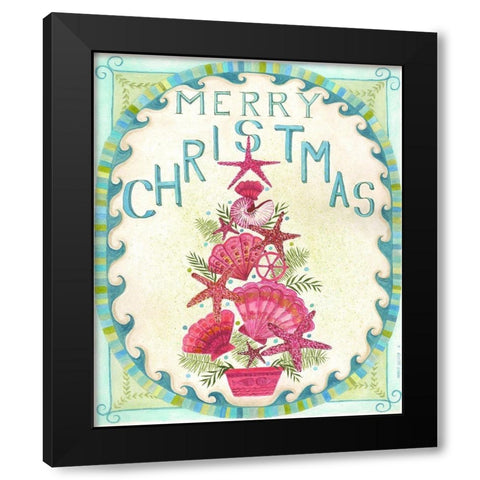 Merry Coastal Christmas Black Modern Wood Framed Art Print by Shamp, Cindy