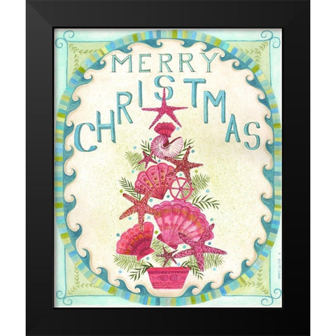 Merry Coastal Christmas Black Modern Wood Framed Art Print by Shamp, Cindy