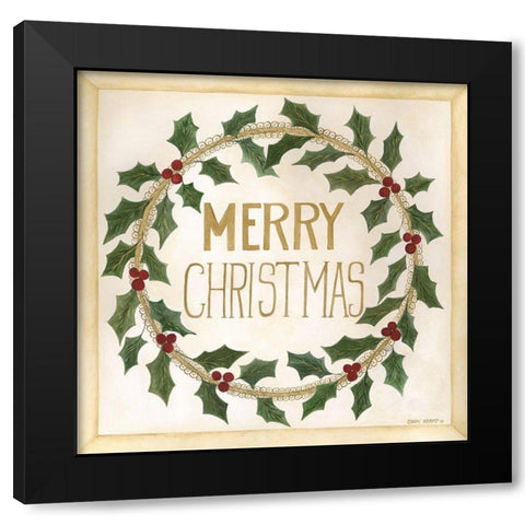 Merry Christmas Black Modern Wood Framed Art Print with Double Matting by Shamp, Cindy