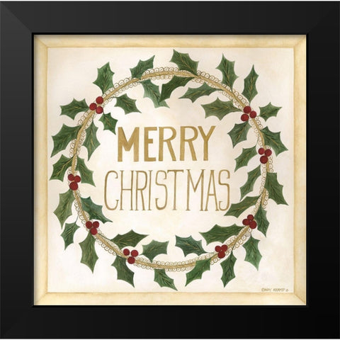 Merry Christmas Black Modern Wood Framed Art Print by Shamp, Cindy