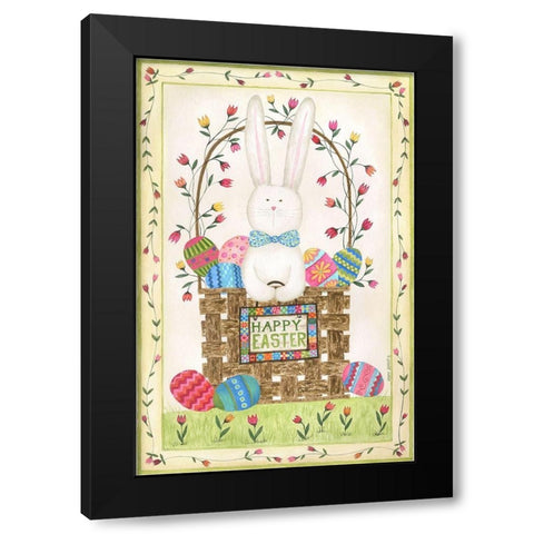 Happy Easter Basket Black Modern Wood Framed Art Print by Shamp, Cindy