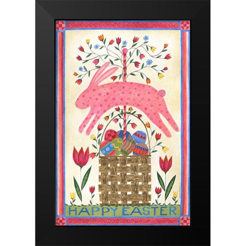 Happy Easter Pink Black Modern Wood Framed Art Print by Shamp, Cindy