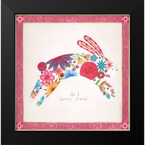 No. 1 Bunny Floral Black Modern Wood Framed Art Print by Shamp, Cindy