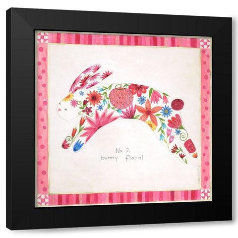 No. 2 Bunny Floral Black Modern Wood Framed Art Print by Shamp, Cindy