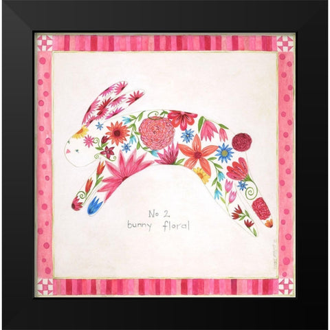 No. 2 Bunny Floral Black Modern Wood Framed Art Print by Shamp, Cindy
